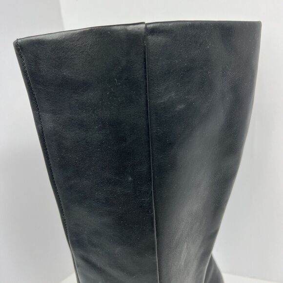 Seychelles Black Leather Tall Knee High Boots Size 9 Heeled Boots Zip Up - Picture 5 of 13